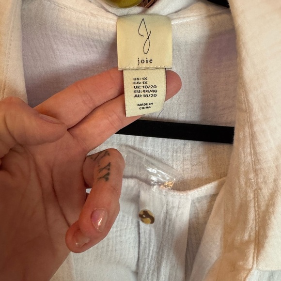 Joie nwt gauze white shirt size 1x oversized lightweight - Picture 4 of 7